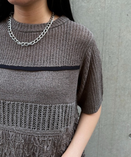 &g'aime（アンジェム）の「【&g'aime】ループMIX配色ニット　Loop Blend Color Knit（ニット/セーター・レディース・ブラック/モカ/ホワイト・FREE）」の8枚目の写真
