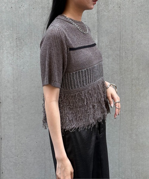 &g'aime（アンジェム）の「【&g'aime】ループMIX配色ニット　Loop Blend Color Knit（ニット/セーター・レディース・ブラック/モカ/ホワイト・FREE）」の6枚目の写真