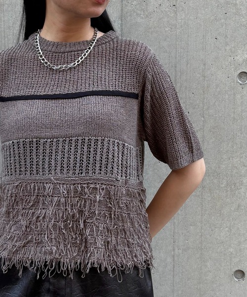 &g'aime（アンジェム）の「【&g'aime】ループMIX配色ニット　Loop Blend Color Knit（ニット/セーター・レディース・ブラック/モカ/ホワイト・FREE）」の7枚目の写真