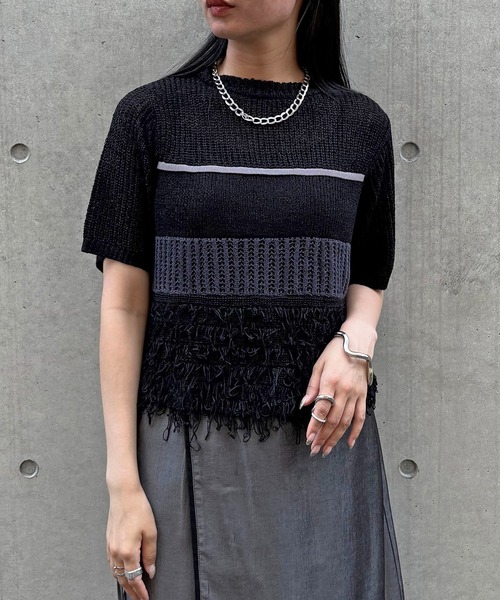 &g'aime（アンジェム）の「【&g'aime】ループMIX配色ニット　Loop Blend Color Knit（ニット/セーター・レディース・ブラック/モカ/ホワイト・FREE）」の14枚目の写真
