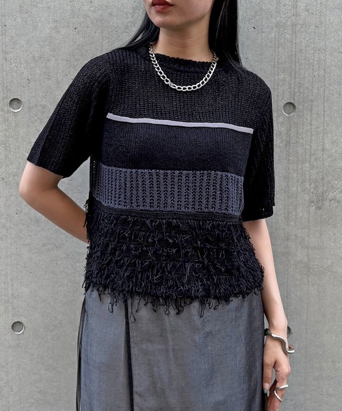 &g'aime（アンジェム）の「【&g'aime】ループMIX配色ニット　Loop Blend Color Knit（ニット/セーター・レディース・ブラック/モカ/ホワイト・FREE）」の15枚目の写真