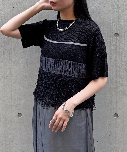 &g'aime（アンジェム）の「【&g'aime】ループMIX配色ニット　Loop Blend Color Knit（ニット/セーター・レディース・ブラック/モカ/ホワイト・FREE）」の16枚目の写真