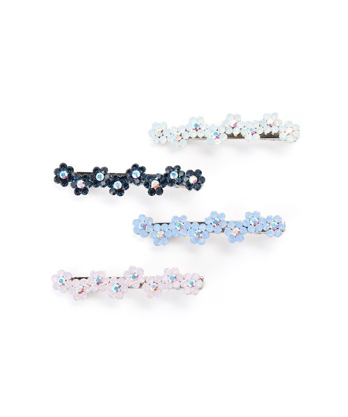 Casselini（キャセリーニ）の「Casselini(キャセリーニ)フラワービジューバレッタ（バレッタ/ヘアクリップ・レディース・ブラック/ブルー/ホワイト/ピンク・FREE）」の3枚目の写真
