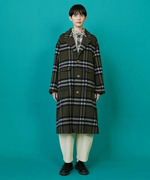 FRAPBOIS（フラボア）の「モッサコート（チェスターコート・レディース・カーキ/ブラック・1/2）」の10枚目の写真