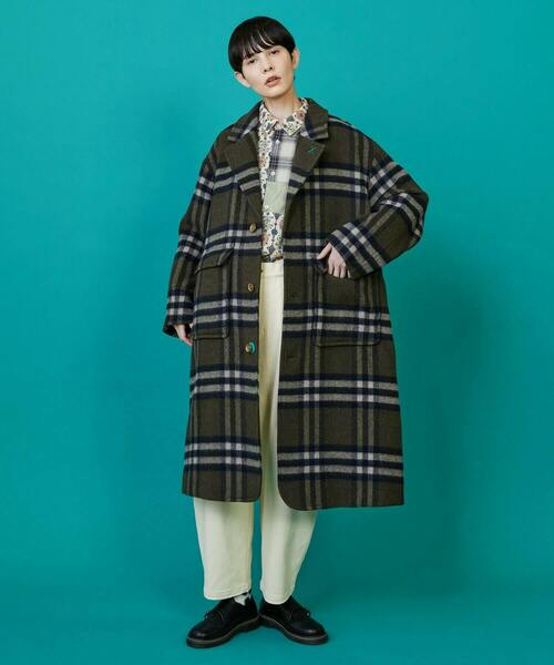 FRAPBOIS（フラボア）の「モッサコート（チェスターコート・レディース・カーキ/ブラック・1/2）」の11枚目の写真