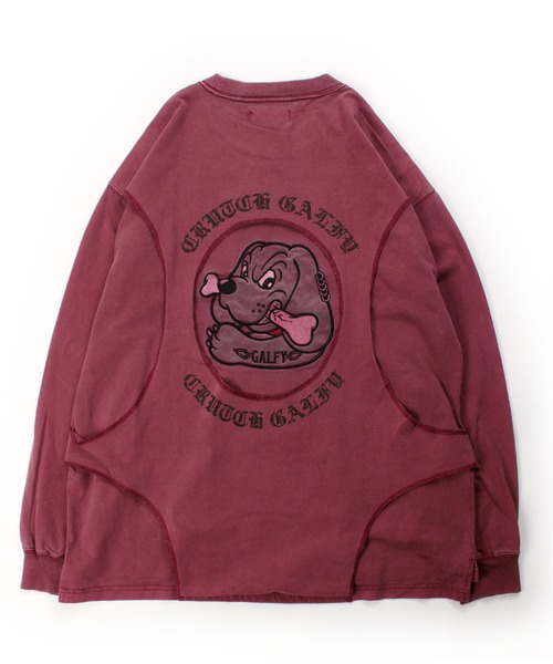 GALFY（ガルフィー）の「【GALFY/ガルフィー】穴の向こうにわんちゃんロンTee（Tシャツ/カットソー・メンズ・パープル/レッド/スミクロ・XL/L/M）」の9枚目の写真