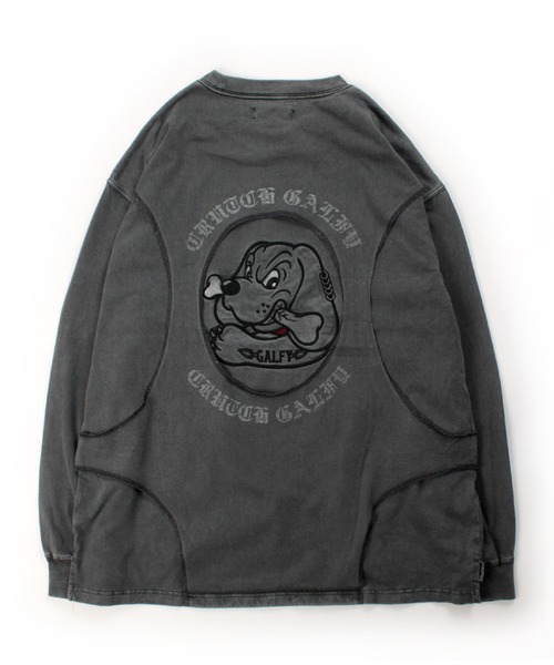 GALFY（ガルフィー）の「【GALFY/ガルフィー】穴の向こうにわんちゃんロンTee（Tシャツ/カットソー・メンズ・パープル/レッド/スミクロ・XL/L/M）」の7枚目の写真