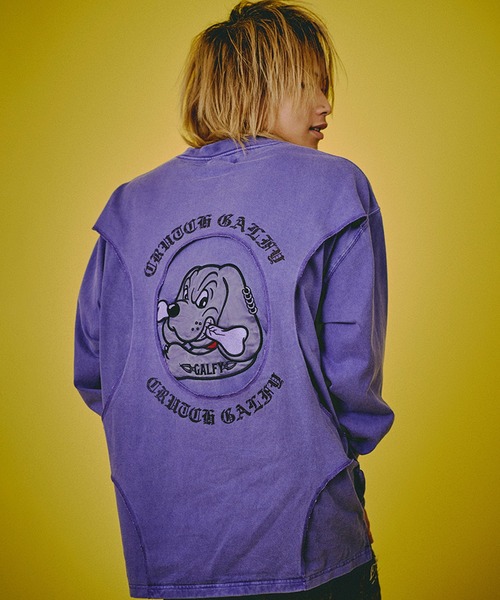 GALFY（ガルフィー）の「【GALFY/ガルフィー】穴の向こうにわんちゃんロンTee（Tシャツ/カットソー・メンズ・パープル/レッド/スミクロ・XL/L/M）」の16枚目の写真