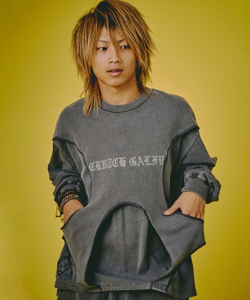 GALFY（ガルフィー）の「【GALFY/ガルフィー】穴の向こうにわんちゃんロンTee（Tシャツ/カットソー・メンズ・パープル/レッド/スミクロ・XL/L/M）」の15枚目の写真