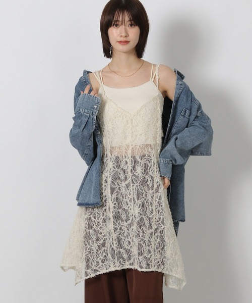 LAKOLE（ラコレ）の「2WAY起毛レースキャミワンピース / 592584（チュニック・レディース・ブラック/ブラウン/アイボリー・FREE）」の3枚目の写真