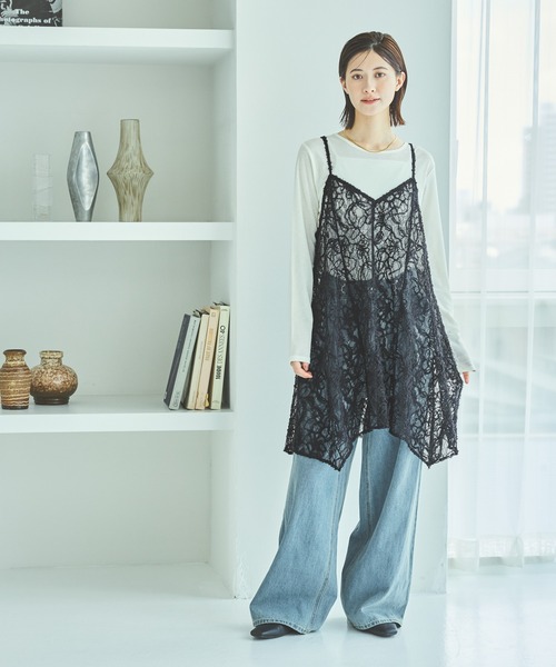 LAKOLE（ラコレ）の「2WAY起毛レースキャミワンピース / 592584（チュニック・レディース・ブラック/ブラウン/アイボリー・FREE）」の2枚目の写真