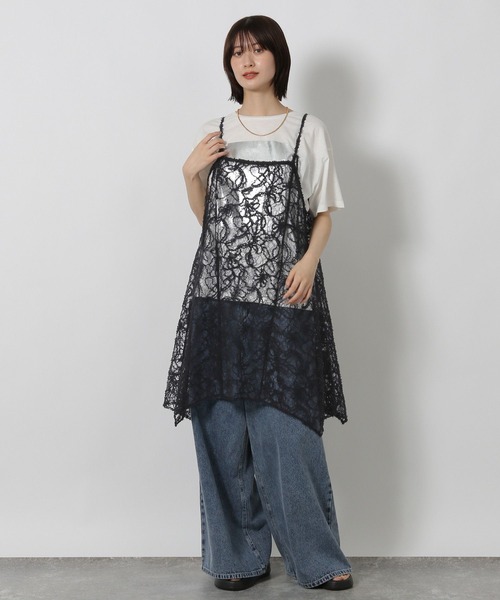 LAKOLE（ラコレ）の「2WAY起毛レースキャミワンピース / 592584（チュニック・レディース・ブラック/ブラウン/アイボリー・FREE）」の4枚目の写真