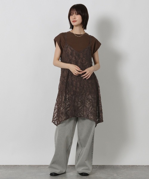 LAKOLE（ラコレ）の「2WAY起毛レースキャミワンピース / 592584（チュニック・レディース・ブラック/ブラウン/アイボリー・FREE）」の10枚目の写真
