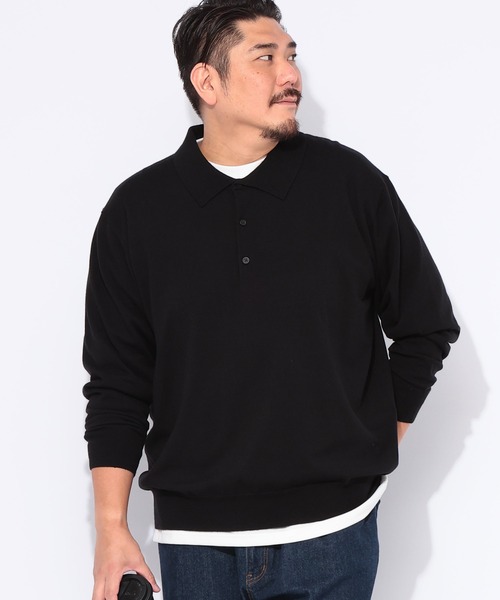 B&T CLUB（ビーティークラブ）の「ニット メンズ 大きいサイズ ふわかる 12G 天竺編み ウォッシャブル 襟付き ニットポロ セーター B＆T CLUB (ビーアンドティークラブ)（ニット/セーター・メンズ・ダークグレー/ブラック・5L/4L/3L）」の2枚目の写真