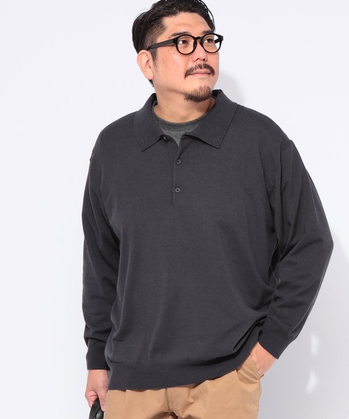 B&T CLUB（ビーティークラブ）の「ニット メンズ 大きいサイズ ふわかる 12G 天竺編み ウォッシャブル 襟付き ニットポロ セーター B＆T CLUB (ビーアンドティークラブ)（ニット/セーター・メンズ・ダークグレー/ブラック・5L/4L/3L）」の6枚目の写真
