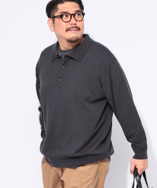B&T CLUB（ビーティークラブ）の「ニット メンズ 大きいサイズ ふわかる 12G 天竺編み ウォッシャブル 襟付き ニットポロ セーター B＆T CLUB (ビーアンドティークラブ)（ニット/セーター・メンズ・ダークグレー/ブラック・5L/4L/3L）」の8枚目の写真