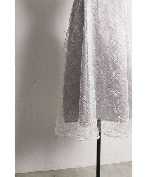 tocco closet(トッコ クローゼット)の「リブニット×スパンコールシアーチェックバックレースアップドッキングワンピース(ワンピース・レディース・オフホワイト/ブラック・M)」の22枚目の写真