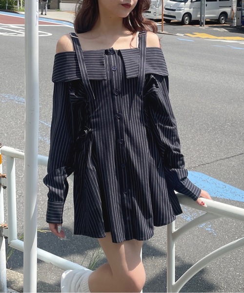 one way(ワンウェイ)の「オフショルレースアップワンピース(ワンピース・レディース・グレー系その他/ブルー系その他/ベージュ系その他・FREE)」の15枚目の写真