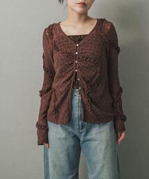 フロントボタンレースカーディガン