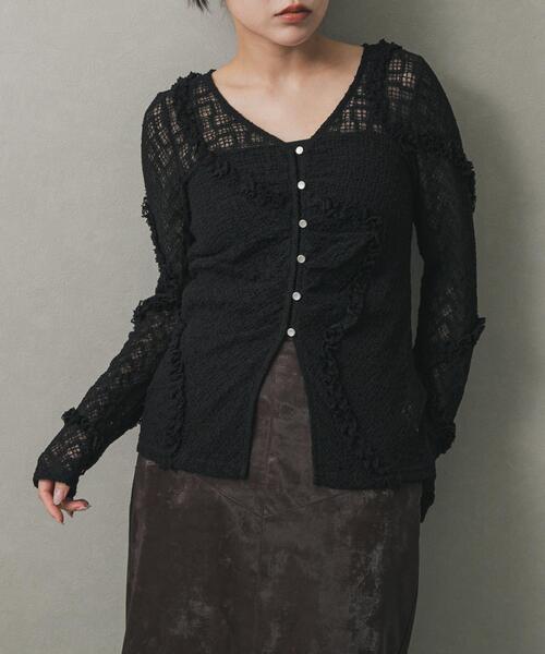 セール】フロントボタンレースカーディガン（カーディガン/ボレロ