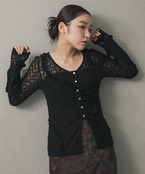 セール】フロントボタンレースカーディガン（カーディガン/ボレロ