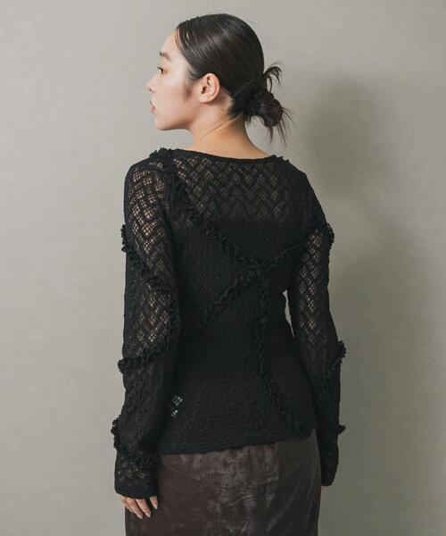 SENSE OF PLACE by URBAN RESEARCH（センスオブプレイスバイアーバンリサーチ）の「フロントボタンレースカーディガン（カーディガン/ボレロ・レディース・ベージュ/ブラウン/ブラック/アイボリー・ONE）」の8枚目の写真
