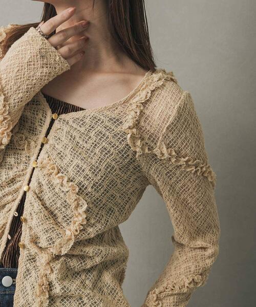 SENSE OF PLACE by URBAN RESEARCH（センスオブプレイスバイアーバンリサーチ）の「フロントボタンレースカーディガン（カーディガン/ボレロ・レディース・ベージュ/ブラウン/ブラック/アイボリー・ONE）」の14枚目の写真