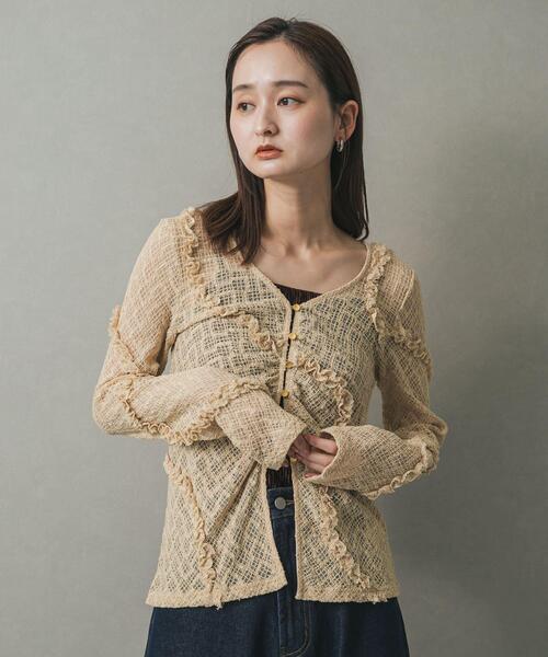 SENSE OF PLACE by URBAN RESEARCH（センスオブプレイスバイアーバンリサーチ）の「フロントボタンレースカーディガン（カーディガン/ボレロ・レディース・ベージュ/ブラウン/ブラック/アイボリー・ONE）」の15枚目の写真