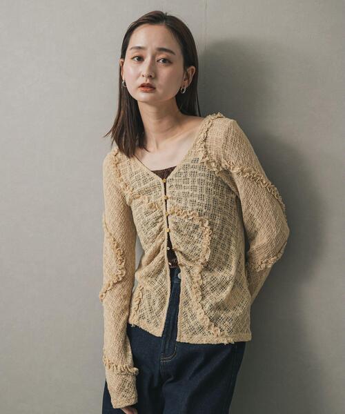 SENSE OF PLACE by URBAN RESEARCH（センスオブプレイスバイアーバンリサーチ）の「フロントボタンレースカーディガン（カーディガン/ボレロ・レディース・ベージュ/ブラウン/ブラック/アイボリー・ONE）」の16枚目の写真