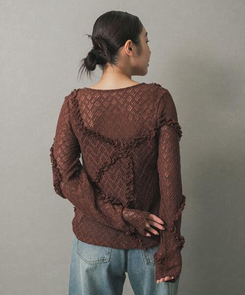 SENSE OF PLACE by URBAN RESEARCH（センスオブプレイスバイアーバンリサーチ）の「フロントボタンレースカーディガン（カーディガン/ボレロ・レディース・ベージュ/ブラウン/ブラック/アイボリー・ONE）」の9枚目の写真