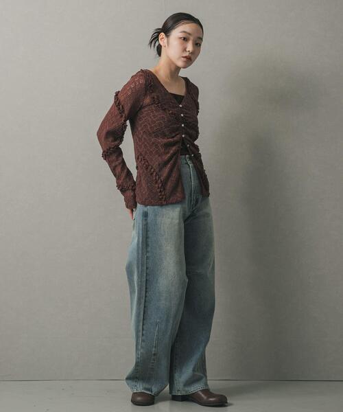 SENSE OF PLACE by URBAN RESEARCH（センスオブプレイスバイアーバンリサーチ）の「フロントボタンレースカーディガン（カーディガン/ボレロ・レディース・ベージュ/ブラウン/ブラック/アイボリー・ONE）」の11枚目の写真