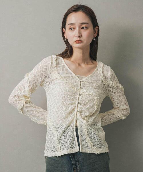 SENSE OF PLACE by URBAN RESEARCH（センスオブプレイスバイアーバンリサーチ）の「フロントボタンレースカーディガン（カーディガン/ボレロ・レディース・ベージュ/ブラウン/ブラック/アイボリー・ONE）」の19枚目の写真