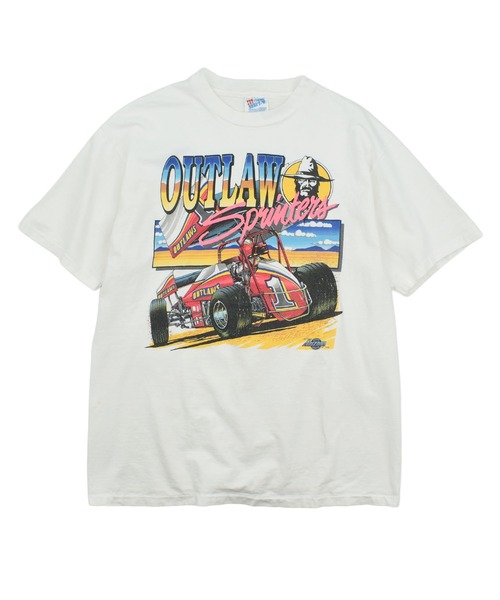 HANES(ヘインズ)の「【USED】90’s Hanes “OUTLAW Sprintcars” レーシング Tシャツ(Tシャツ/カットソー・メンズ・ホワイト・LARGE)」の1枚目の写真