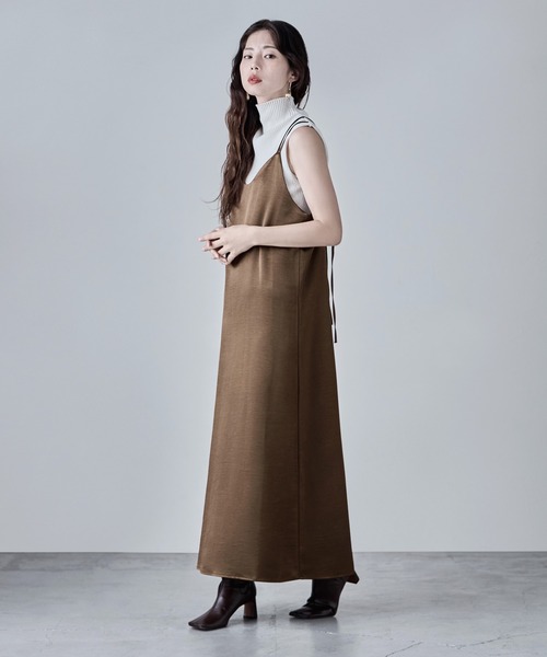 ❤️25新作 新品♡ SelfPortrait ブラウンキャミワンピース♡　D19 サテンキャミワンピース（ワンピース）｜etoll.（エトル）の