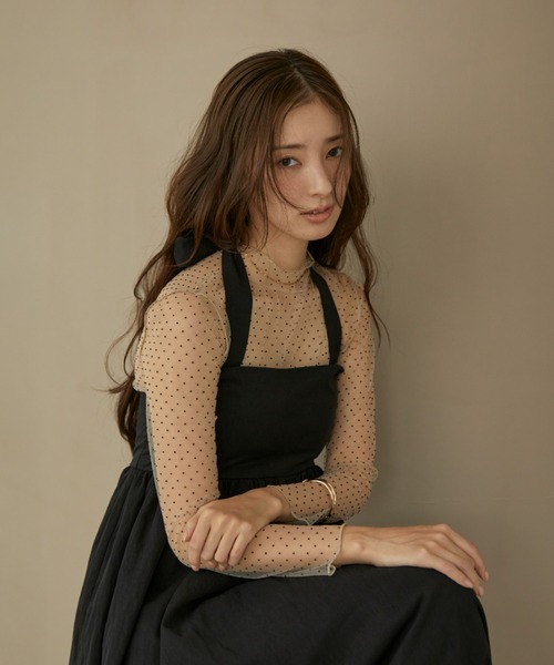 ACYM（アシーム）の「ドットシアーハイネックブラウス（シャツ/ブラウス・レディース・ブラック/ベージュ・FREE）」の15枚目の写真