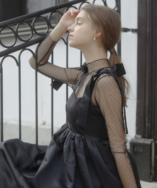 ACYM（アシーム）の「ドットシアーハイネックブラウス（シャツ/ブラウス・レディース・ブラック/ベージュ・FREE）」の10枚目の写真