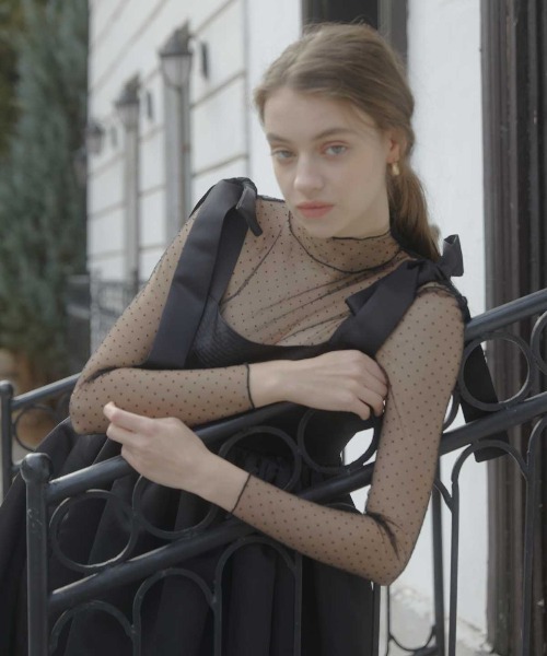 ACYM（アシーム）の「ドットシアーハイネックブラウス（シャツ/ブラウス・レディース・ブラック/ベージュ・FREE）」の13枚目の写真