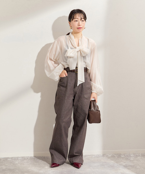 【タグ付き新品】2025★ジャーナルスタンダードレサージュ ブラウス ボウタイ シアーボウタイブラウス（シャツ/ブラウス）｜journal standard L