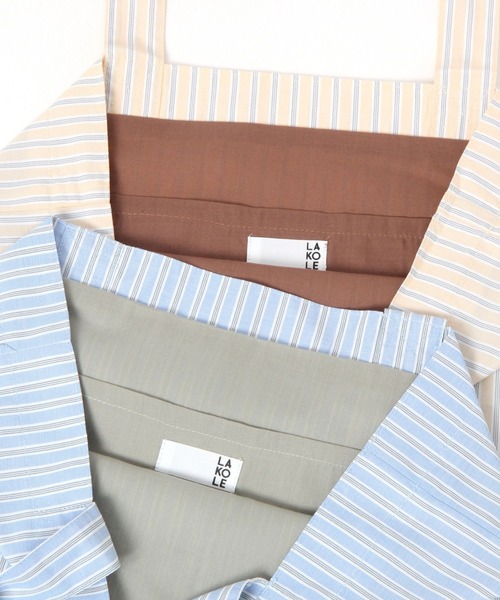 LAKOLE(ラコレ)の「【ラコレ アート】マルチストライプトートバッグ / 585257(トートバッグ・レディース・ブルー/イエロー/ブラウン・FREE)」の7枚目の写真