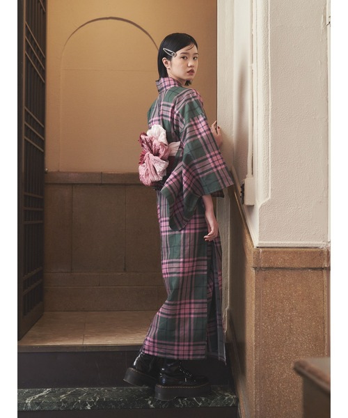 jouetie（ジュエティ）の「【jouetieオリジナル】タータンチェックセパレート浴衣（浴衣・レディース・レッド/グリーン・MEDIUM）」の5枚目の写真