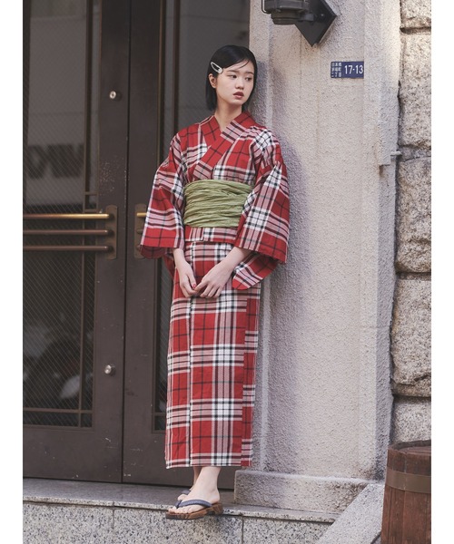 jouetie（ジュエティ）の「【jouetieオリジナル】タータンチェックセパレート浴衣（浴衣・レディース・レッド/グリーン・MEDIUM）」の9枚目の写真