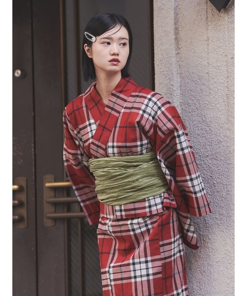jouetie（ジュエティ）の「【jouetieオリジナル】タータンチェックセパレート浴衣（浴衣・レディース・レッド/グリーン・MEDIUM）」の12枚目の写真