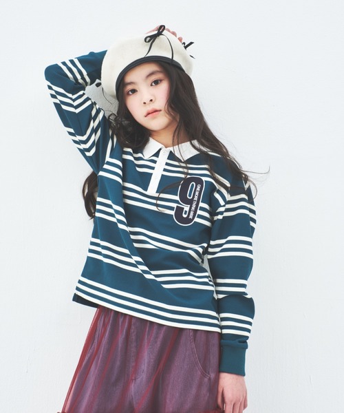 maarook(マルーク)の「ボーダーNoラガーシャツ(Tシャツ/カットソー・キッズ・ブラック/グリーン・170cm/160cm/140cm/150cm)」の2枚目の写真