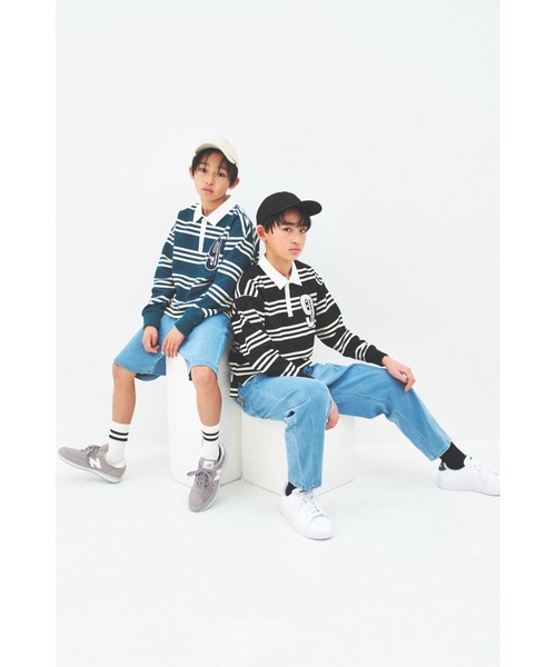 maarook(マルーク)の「ボーダーNoラガーシャツ(Tシャツ/カットソー・キッズ・ブラック/グリーン・170cm/160cm/140cm/150cm)」の5枚目の写真