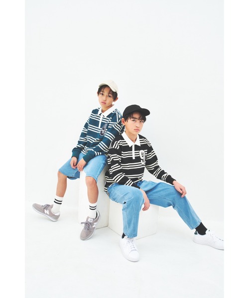 maarook(マルーク)の「ボーダーNoラガーシャツ(Tシャツ/カットソー・キッズ・ブラック/グリーン・170cm/160cm/140cm/150cm)」の6枚目の写真