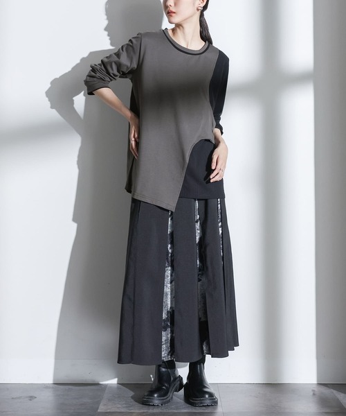 kOhAKU（コハク）の「『配色レイヤードライクカットソー』（Tシャツ/カットソー・レディース・ブラック/グレー・1/2）」の22枚目の写真