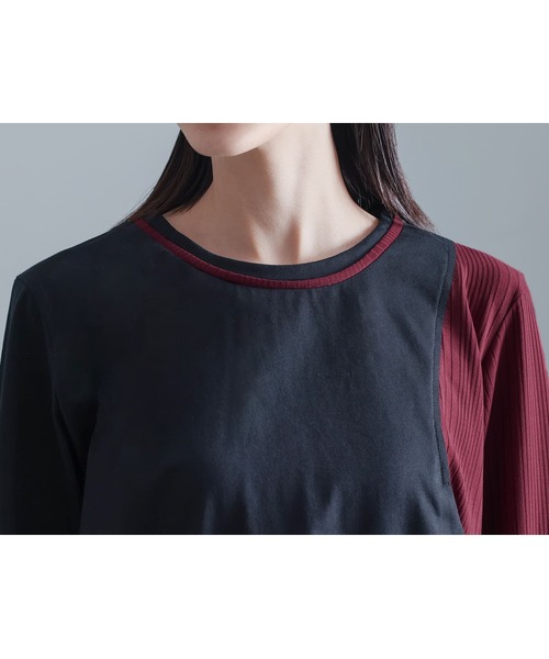 kOhAKU（コハク）の「『配色レイヤードライクカットソー』（Tシャツ/カットソー・レディース・ブラック/グレー・1/2）」の14枚目の写真