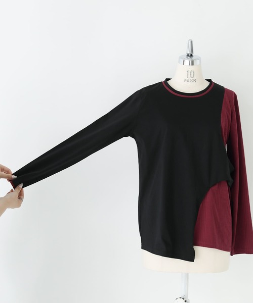 kOhAKU（コハク）の「『配色レイヤードライクカットソー』（Tシャツ/カットソー・レディース・ブラック/グレー・1/2）」の16枚目の写真