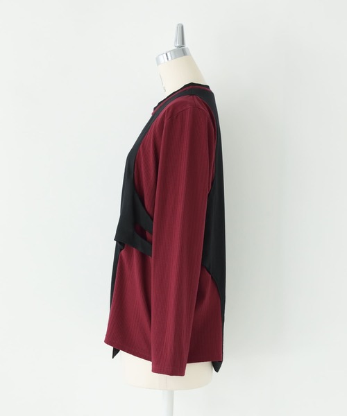 kOhAKU（コハク）の「『配色レイヤードライクカットソー』（Tシャツ/カットソー・レディース・ブラック/グレー・1/2）」の3枚目の写真