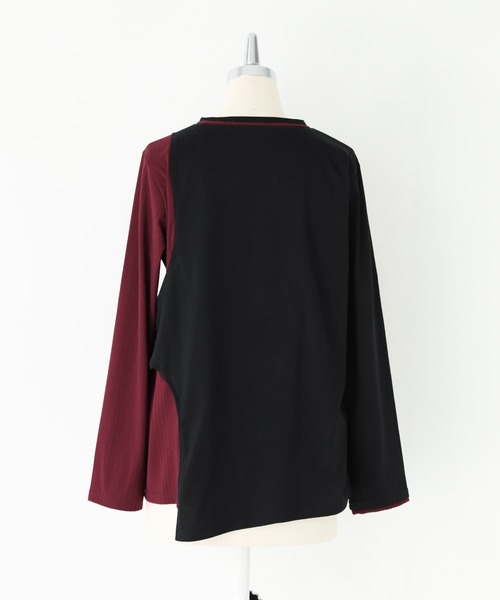 kOhAKU（コハク）の「『配色レイヤードライクカットソー』（Tシャツ/カットソー・レディース・ブラック/グレー・1/2）」の4枚目の写真